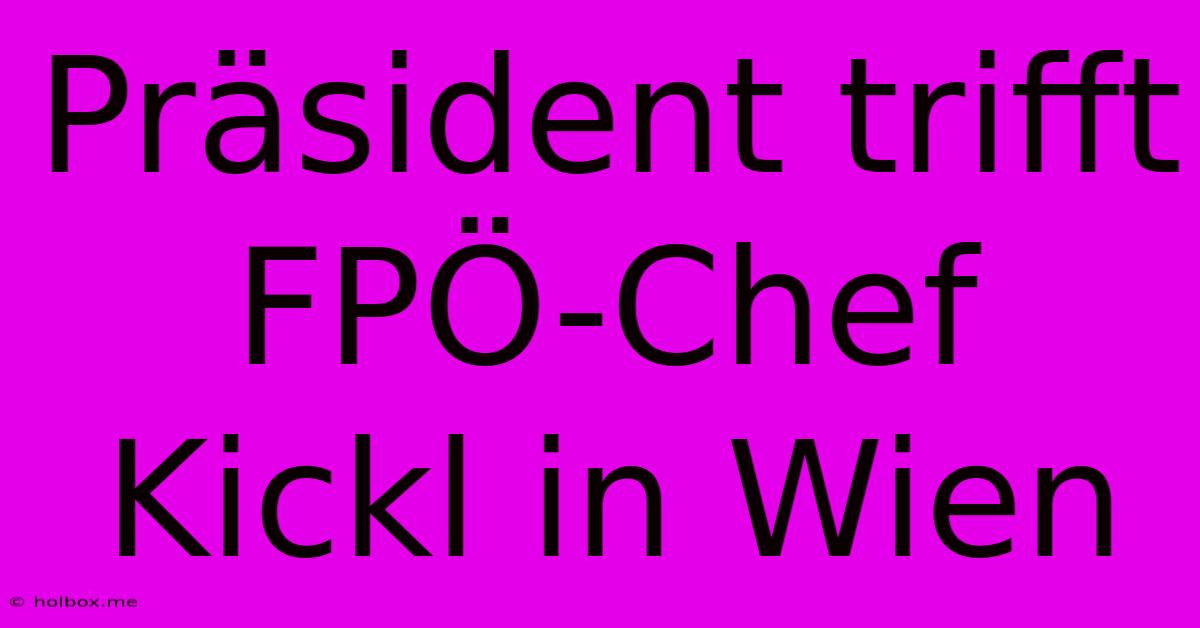 Präsident Trifft FPÖ-Chef Kickl In Wien