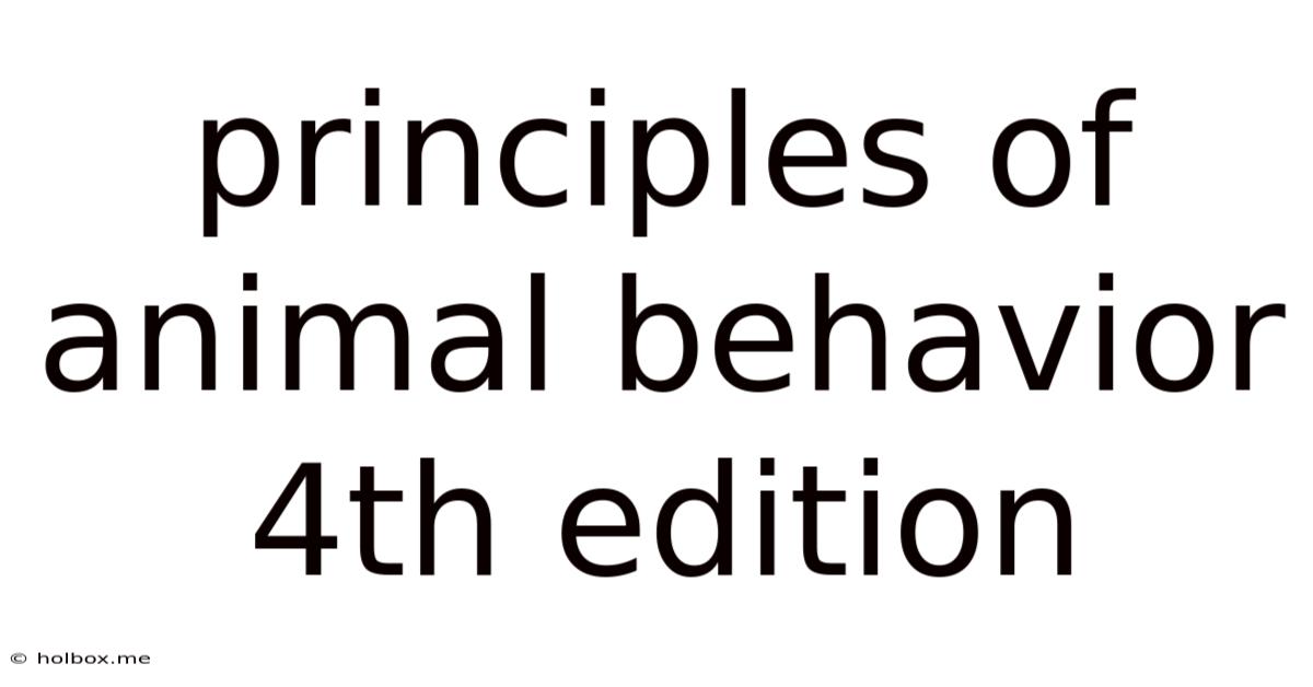 Principles Of Animal Behavior 4th Edition