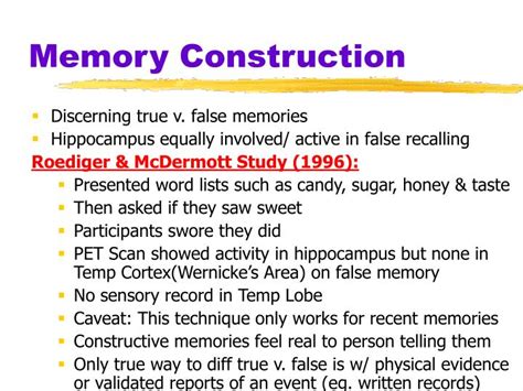 Research On Memory Construction Indicates That