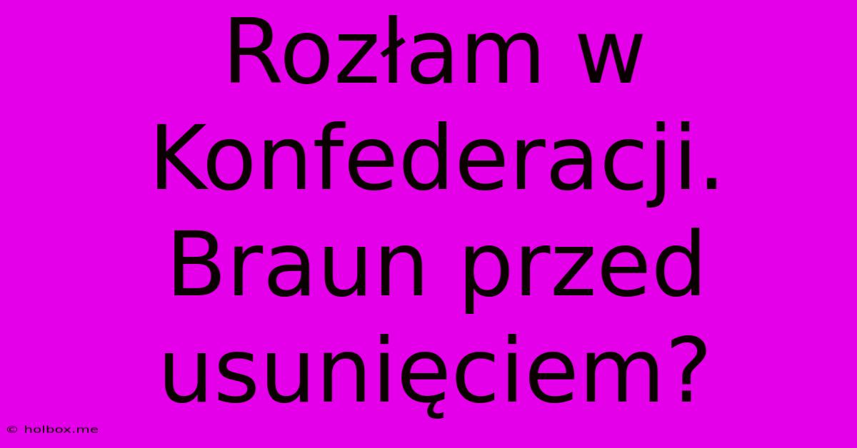 Rozłam W Konfederacji. Braun Przed Usunięciem?