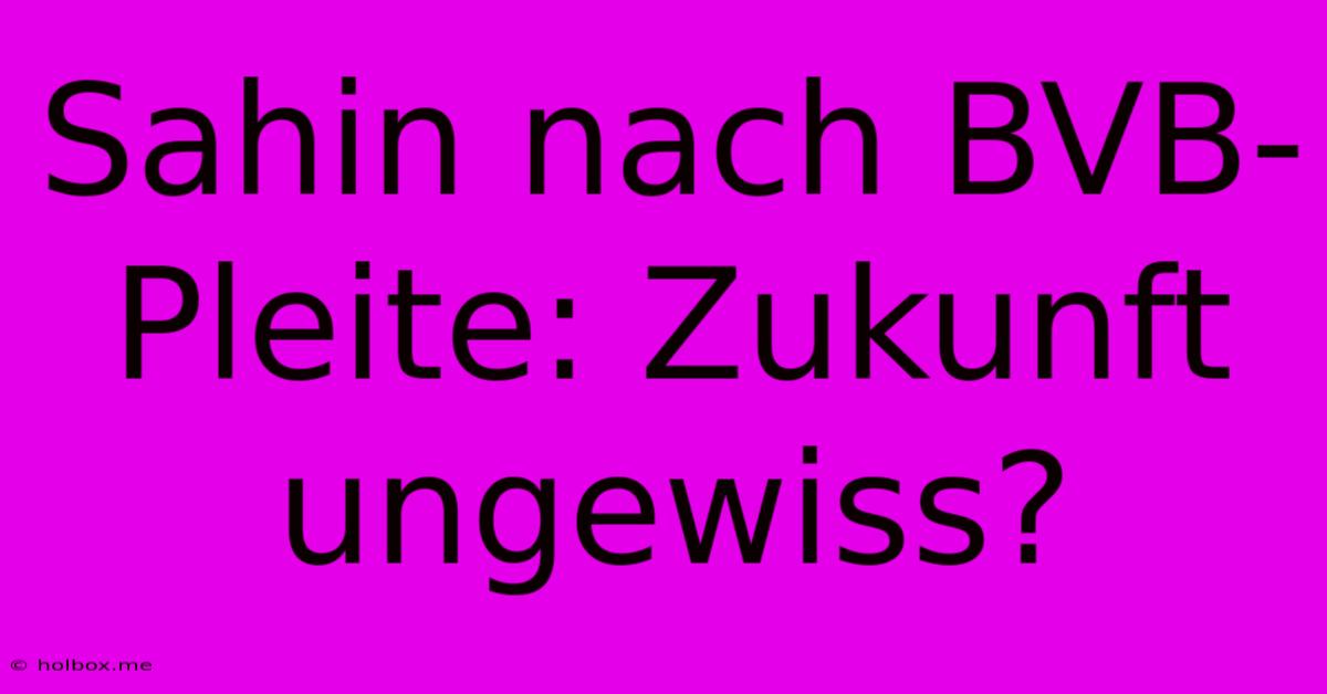 Sahin Nach BVB-Pleite: Zukunft Ungewiss?