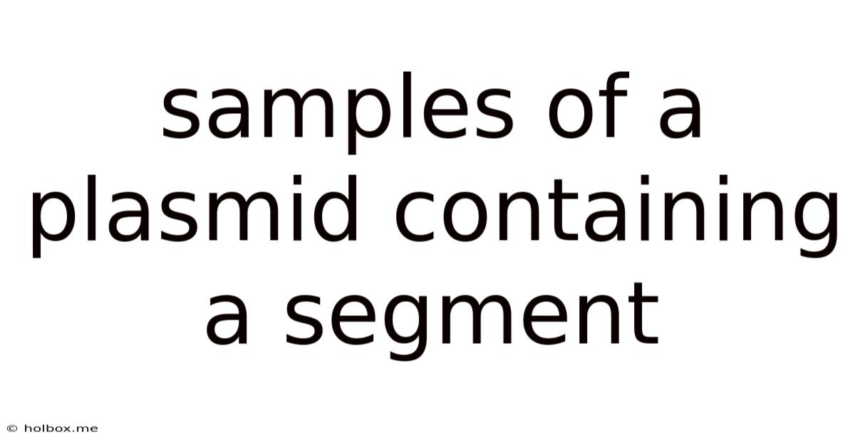 Samples Of A Plasmid Containing A Segment