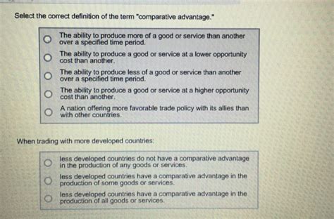 Select The Correct Definition Of The Term Comparative Advantage