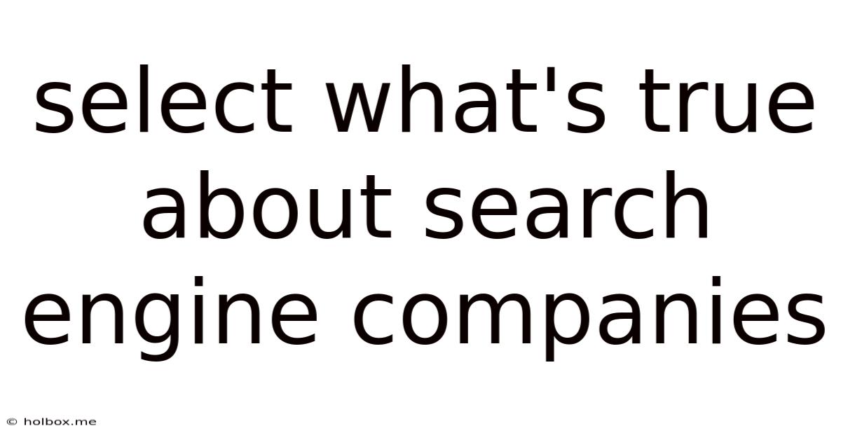 Select What's True About Search Engine Companies