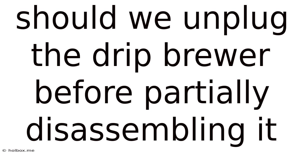 Should We Unplug The Drip Brewer Before Partially Disassembling It