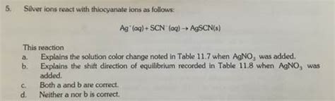 Silver Ions React With Thiocyanate Ions As Follows