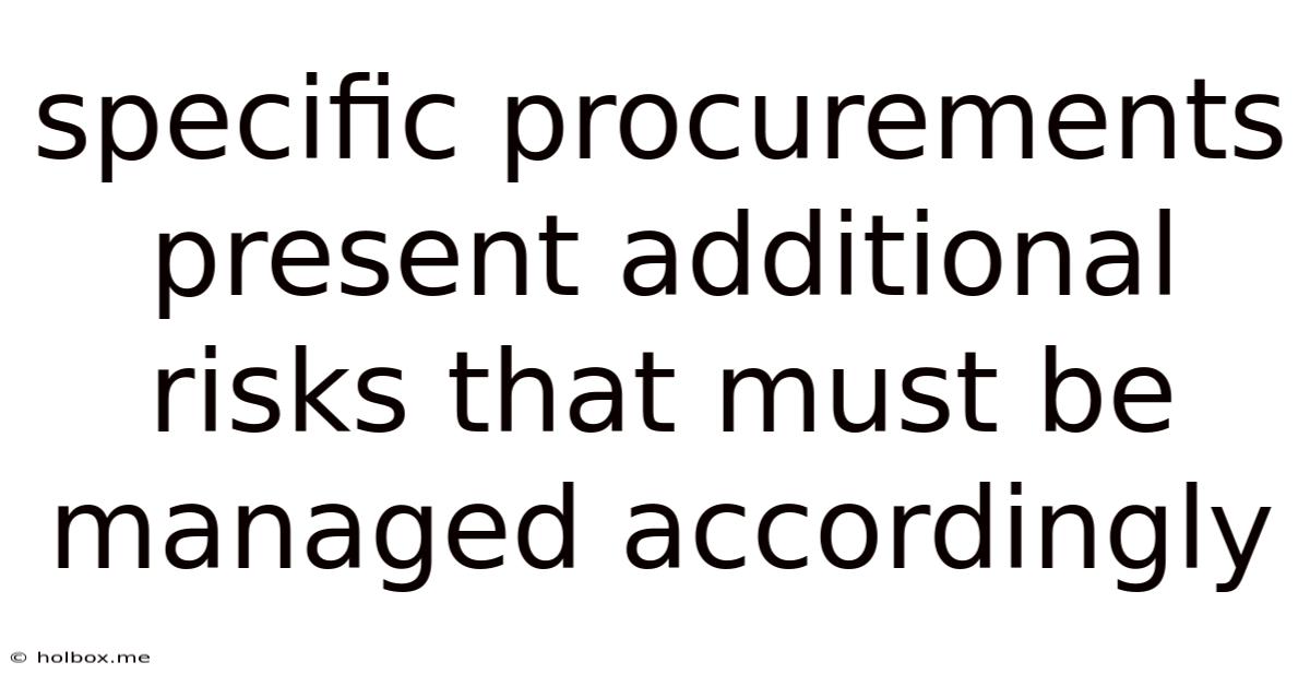 Specific Procurements Present Additional Risks That Must Be Managed Accordingly