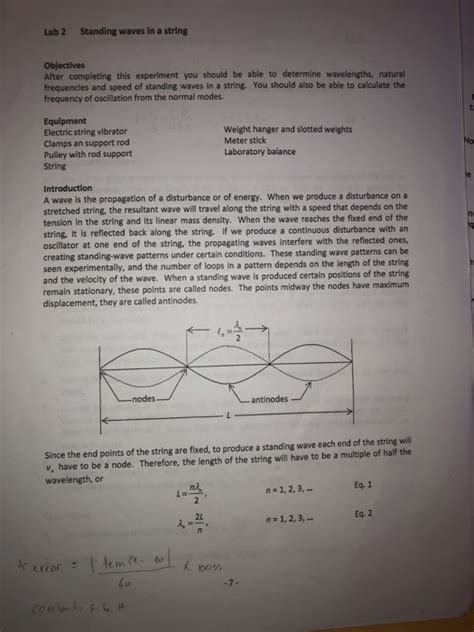 Standing Waves On A String Lab Report Chegg