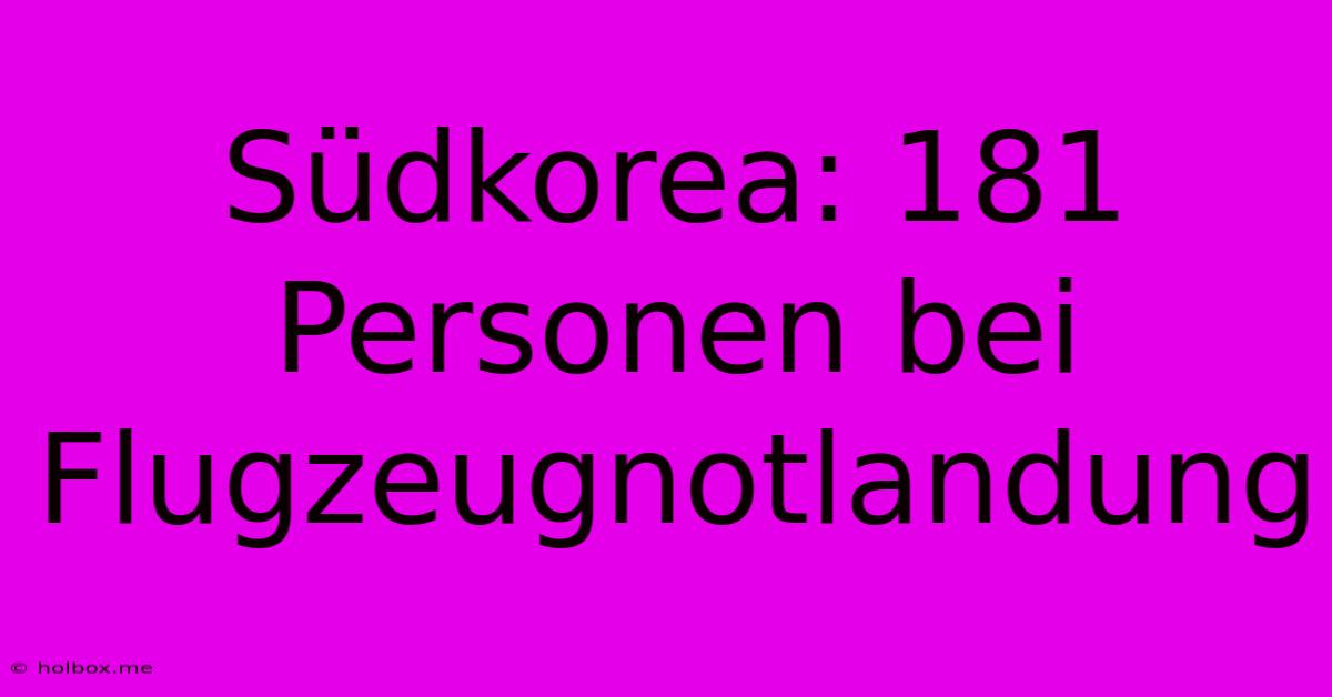 Südkorea: 181 Personen Bei Flugzeugnotlandung