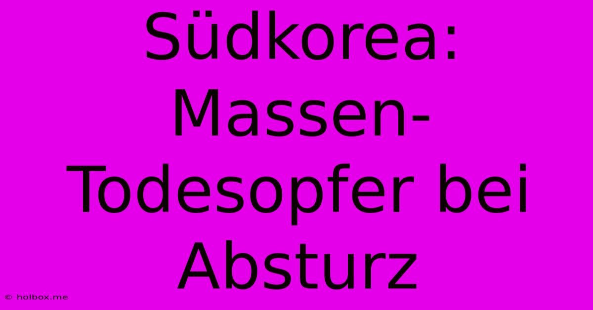 Südkorea: Massen-Todesopfer Bei Absturz