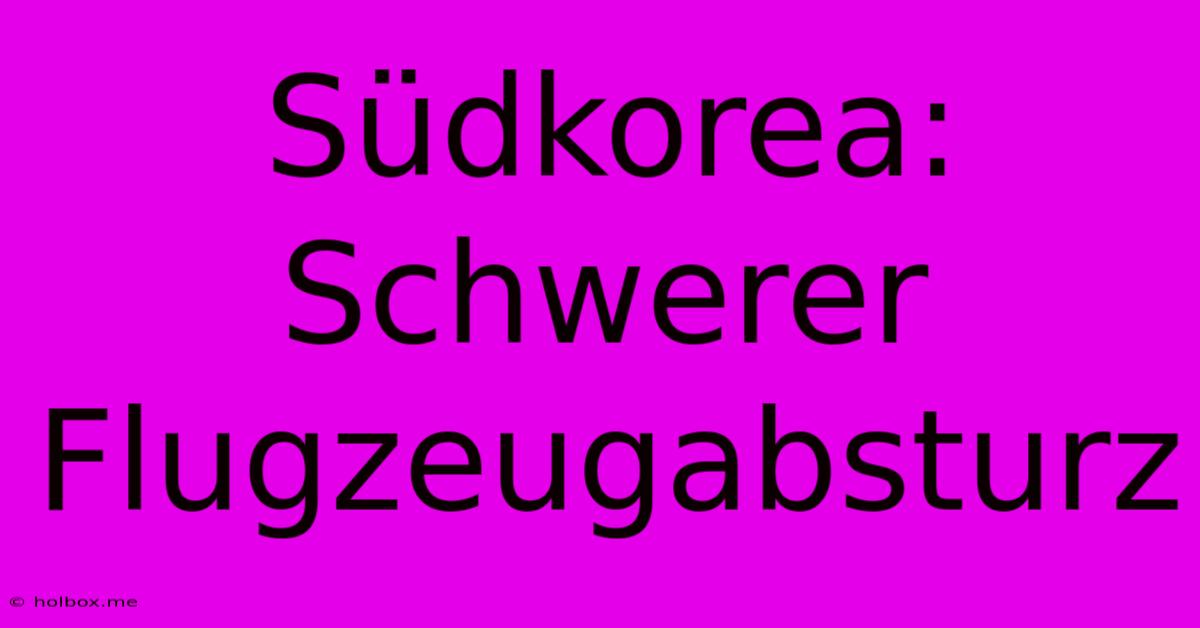 Südkorea: Schwerer Flugzeugabsturz