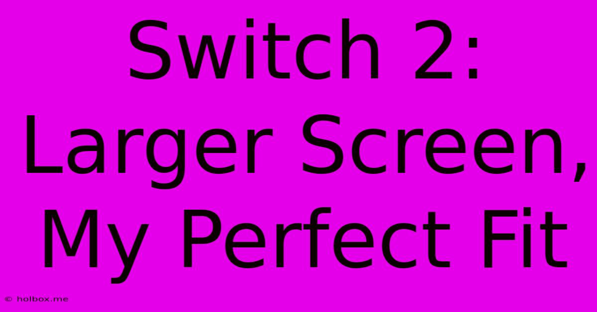 Switch 2: Larger Screen, My Perfect Fit