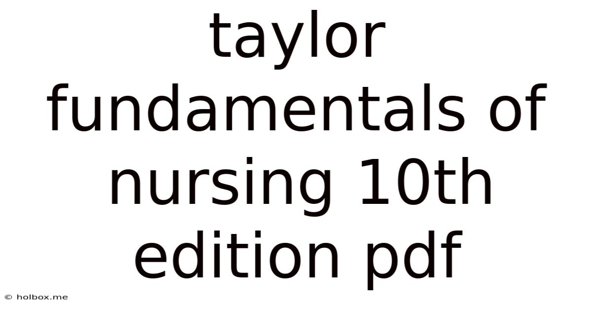 Taylor Fundamentals Of Nursing 10th Edition Pdf