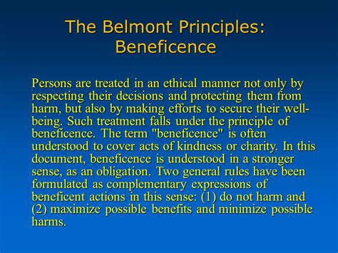 The Belmont Principle Of Beneficence Requires That: