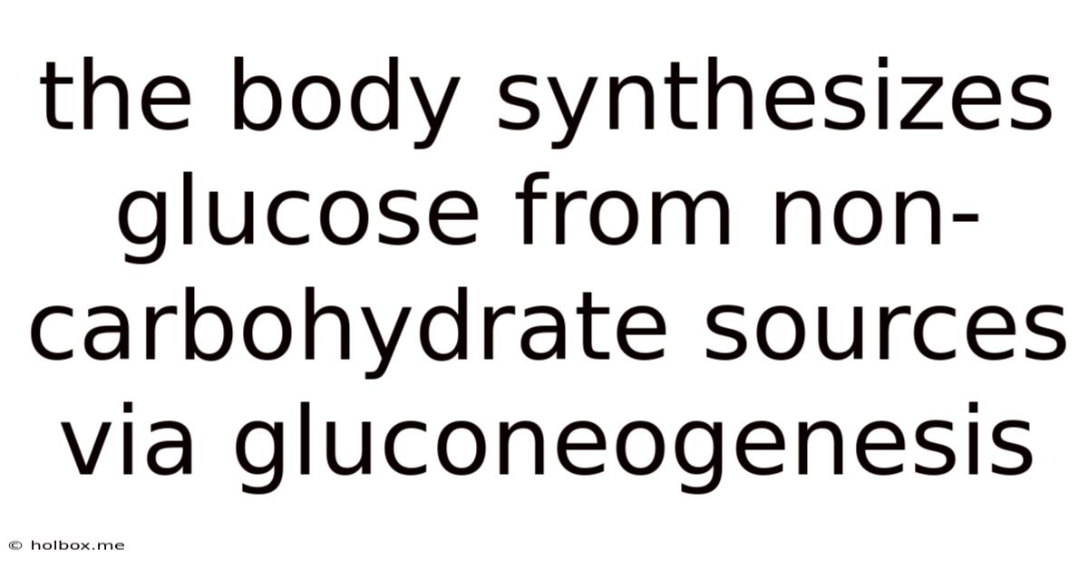 The Body Synthesizes Glucose From Non-carbohydrate Sources Via Gluconeogenesis
