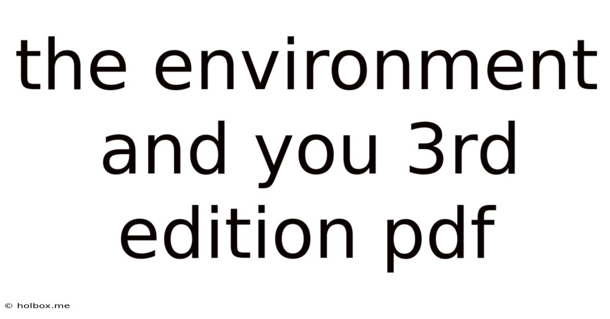 The Environment And You 3rd Edition Pdf