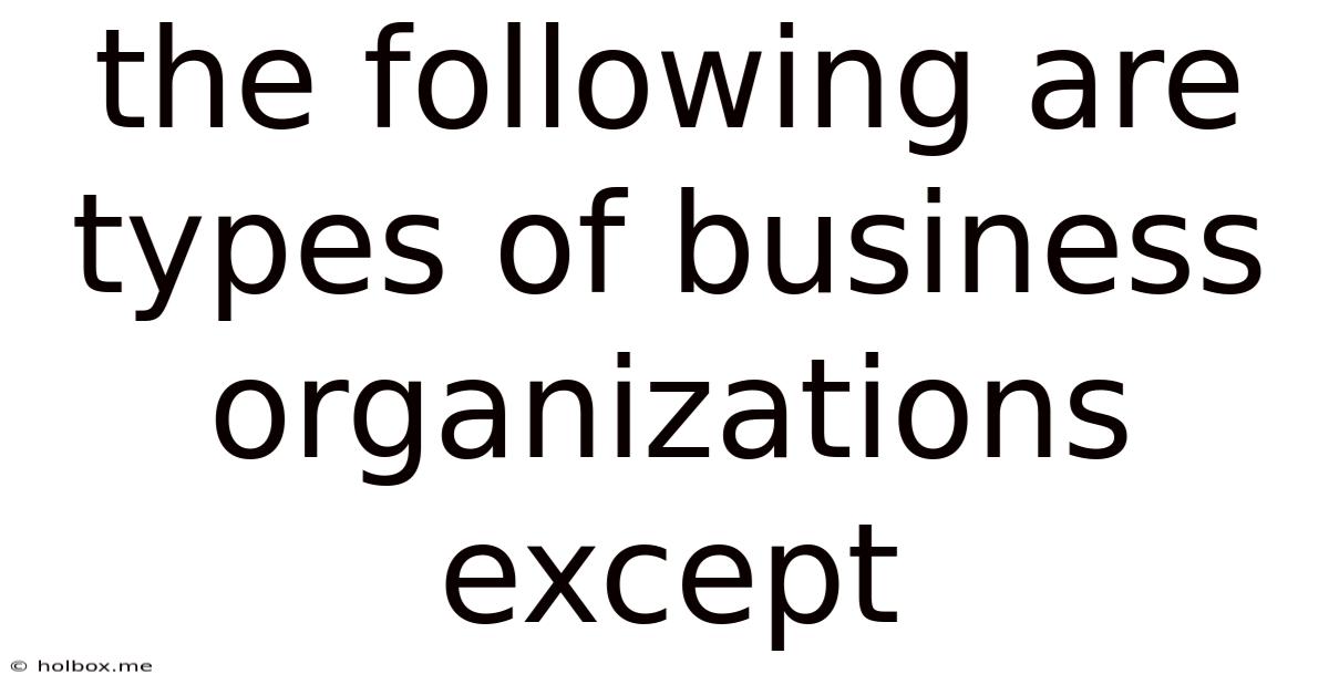 The Following Are Types Of Business Organizations Except