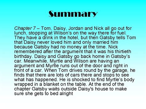 The Great Gatsby Chapter 7 Summary