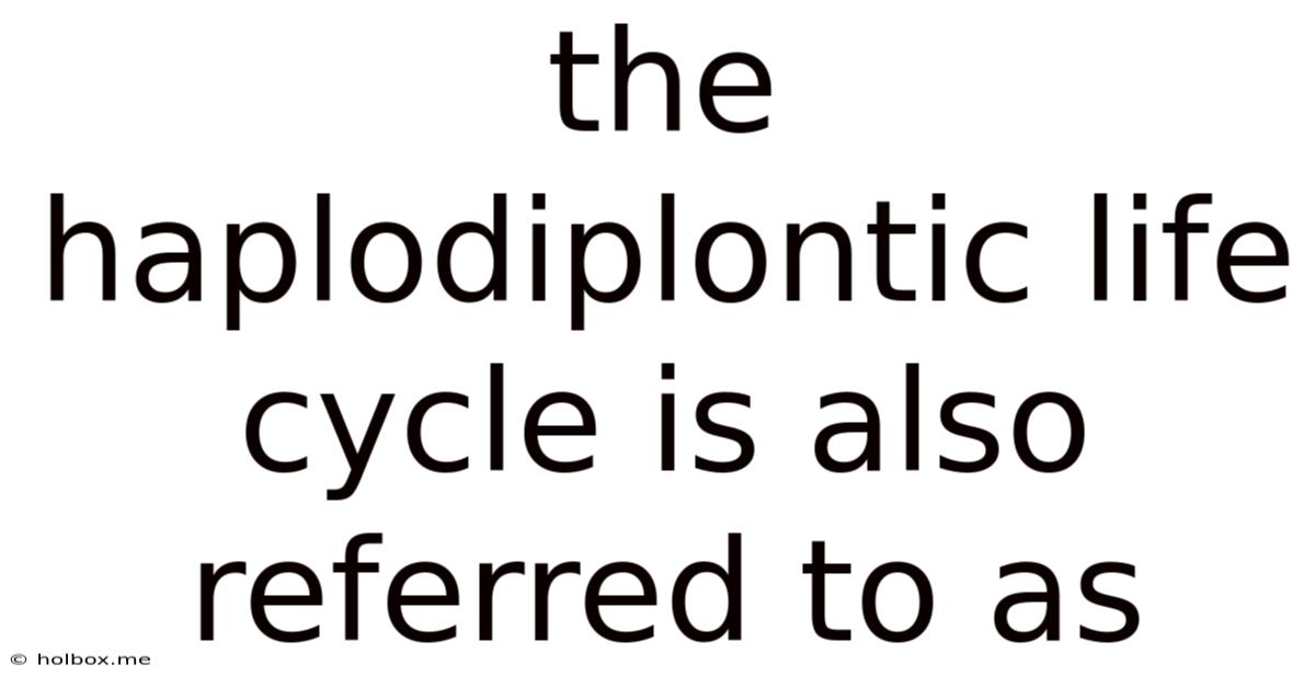 The Haplodiplontic Life Cycle Is Also Referred To As