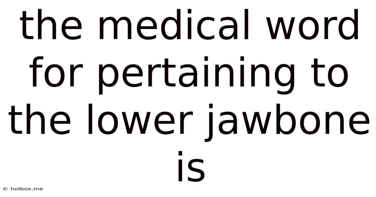 The Medical Word For Pertaining To The Lower Jawbone Is