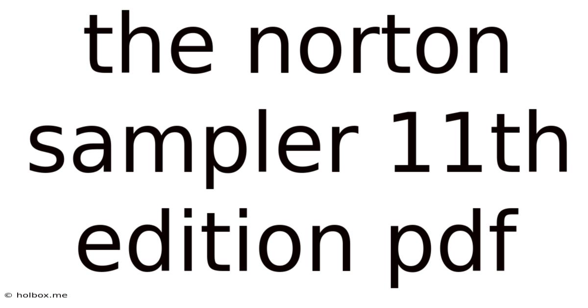 The Norton Sampler 11th Edition Pdf