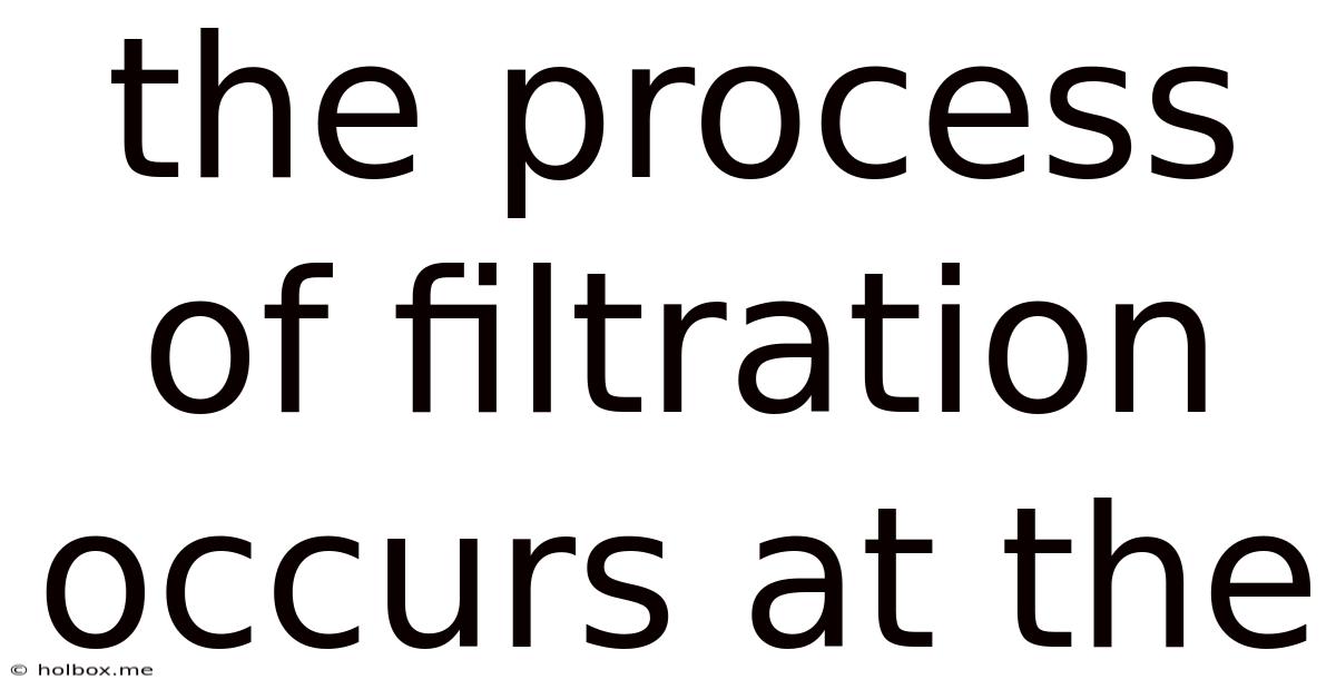 The Process Of Filtration Occurs At The