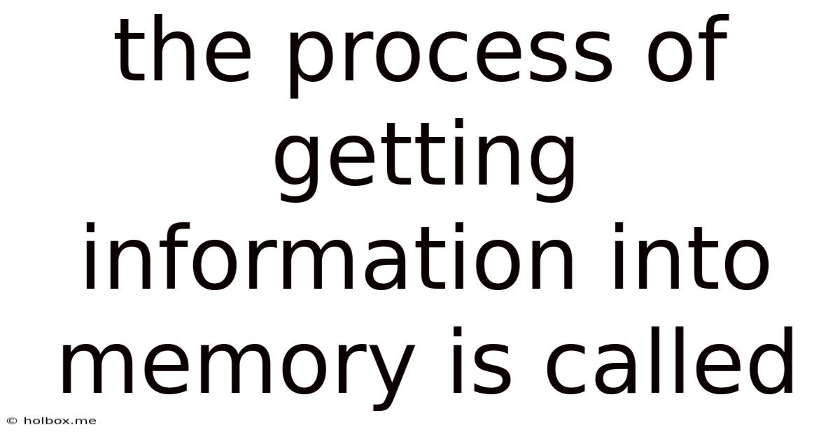 The Process Of Getting Information Into Memory Is Called