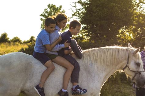 Three Children Are Riding On The Edge