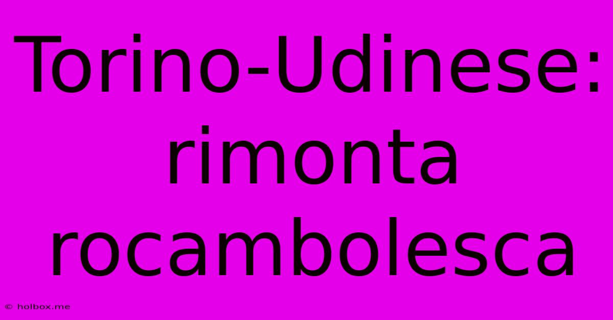 Torino-Udinese: Rimonta Rocambolesca