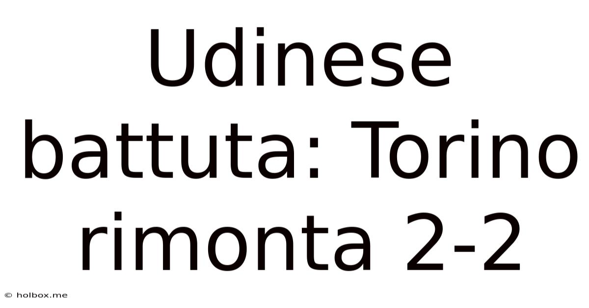 Udinese Battuta: Torino Rimonta 2-2