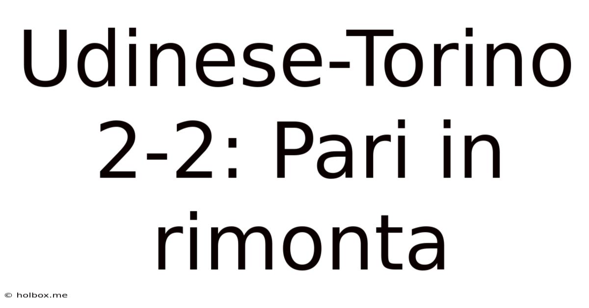 Udinese-Torino 2-2: Pari In Rimonta