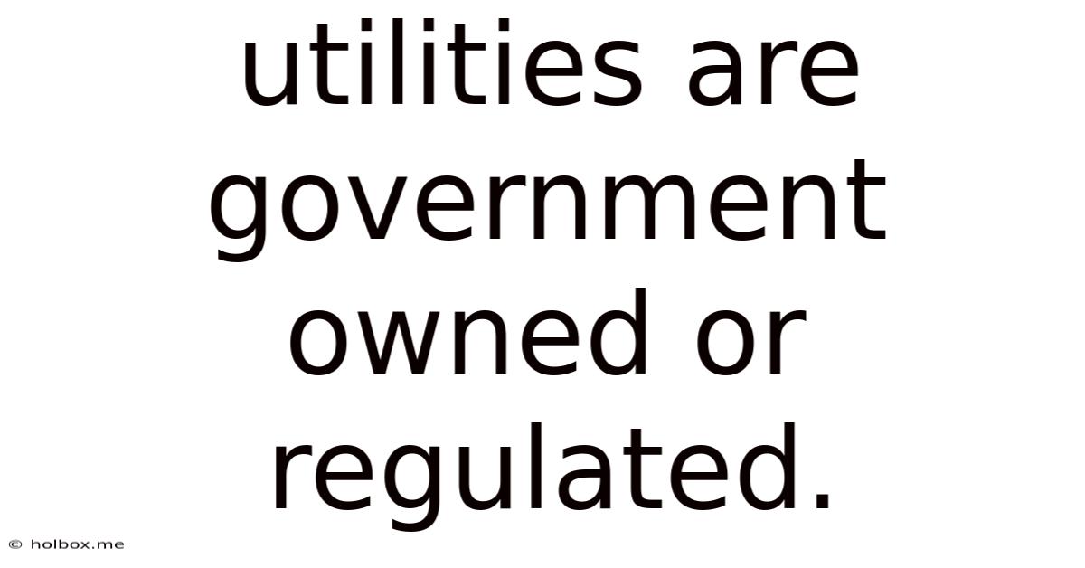 Utilities Are Government Owned Or Regulated.
