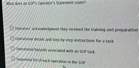 What Does An Sops Operators Statement Cover