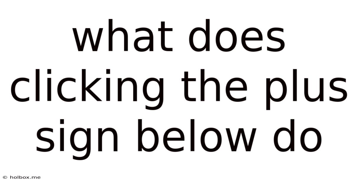 What Does Clicking The Plus Sign Below Do