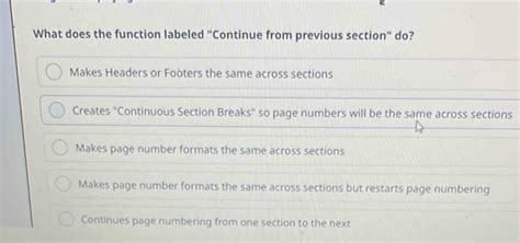 What Does The Function Continue From Previous Section Do