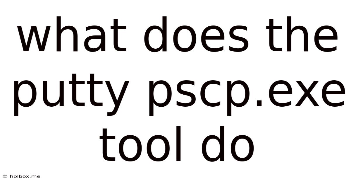 What Does The Putty Pscp.exe Tool Do