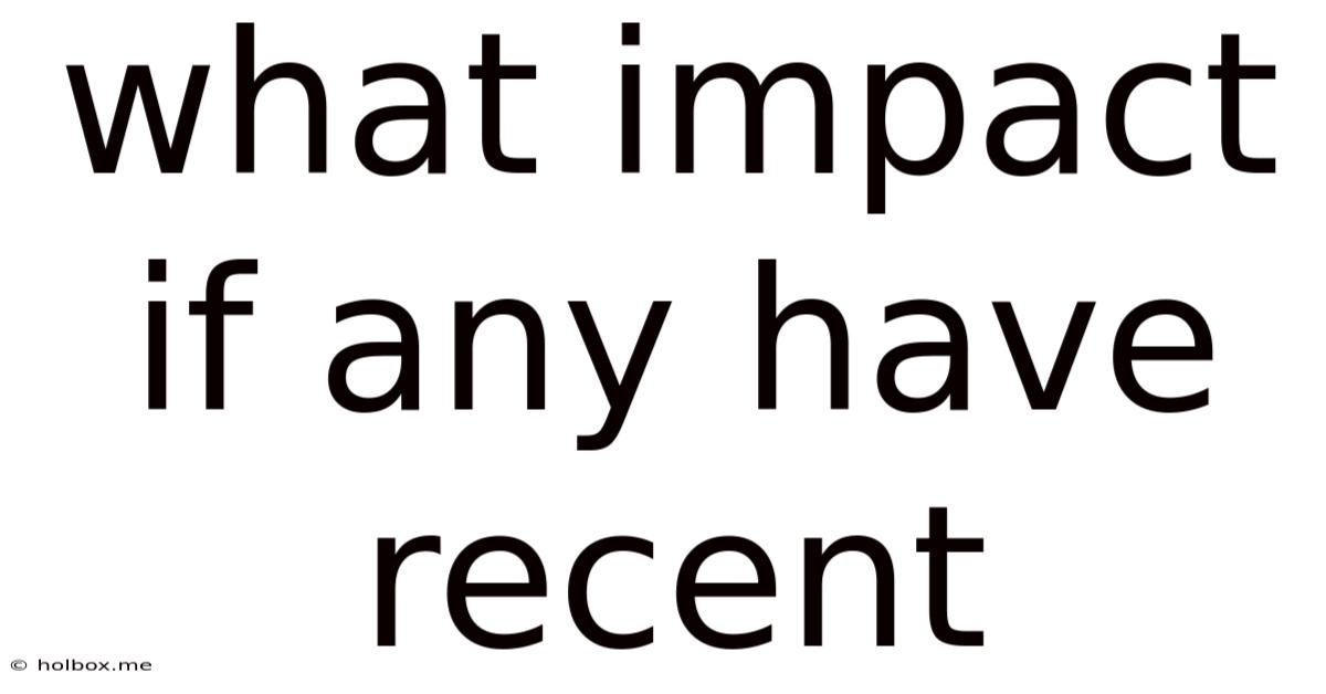 What Impact If Any Have Recent