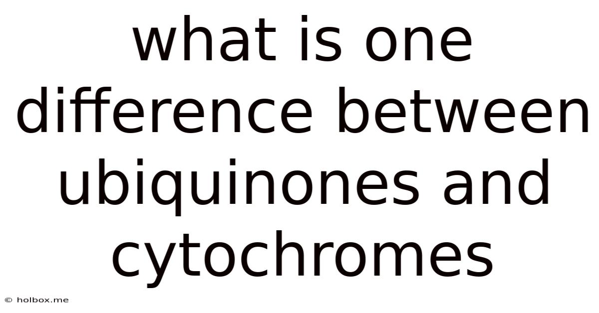 What Is One Difference Between Ubiquinones And Cytochromes