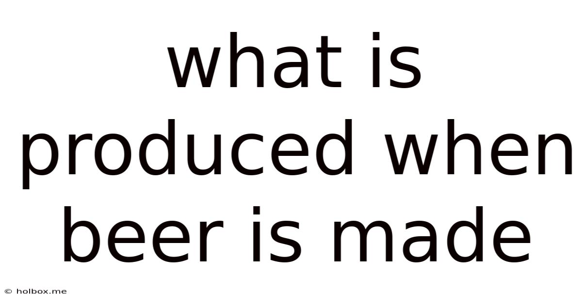 What Is Produced When Beer Is Made