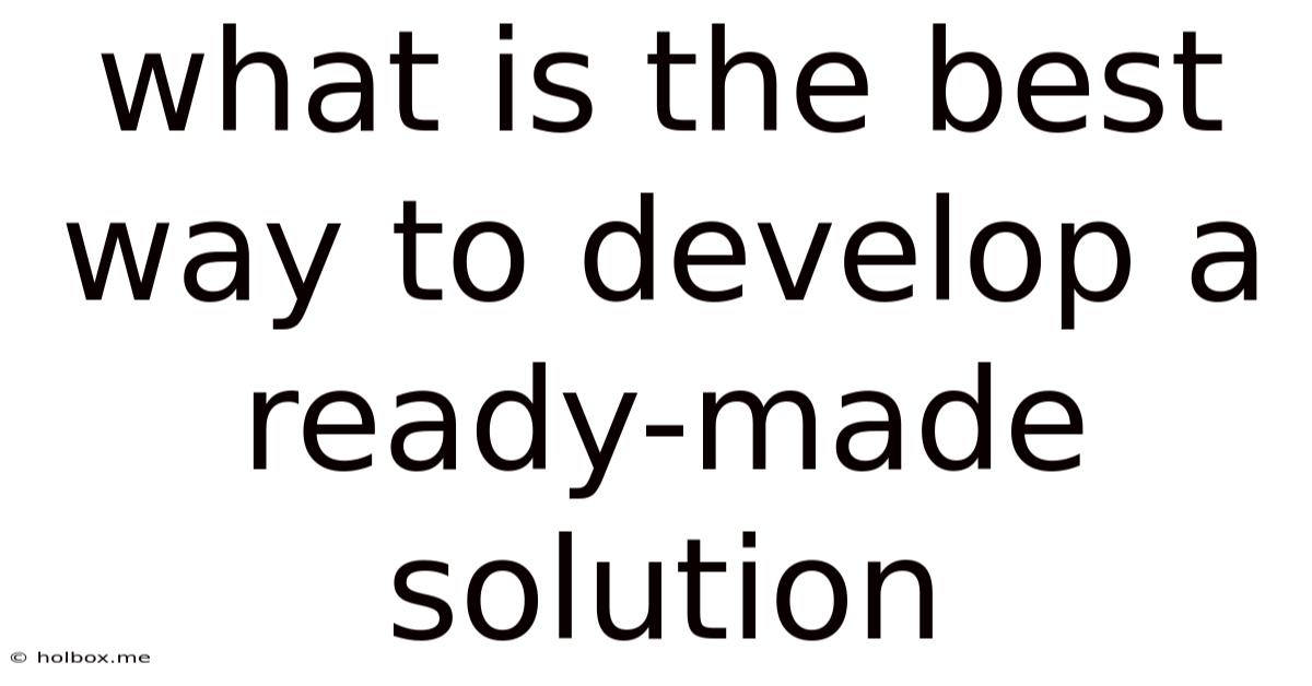 What Is The Best Way To Develop A Ready-made Solution
