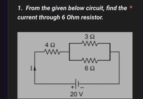 What Is The Current Flowing Through The 6 Ohm Resistor