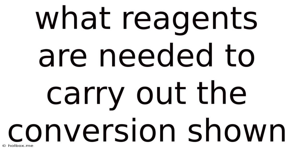 What Reagents Are Needed To Carry Out The Conversion Shown
