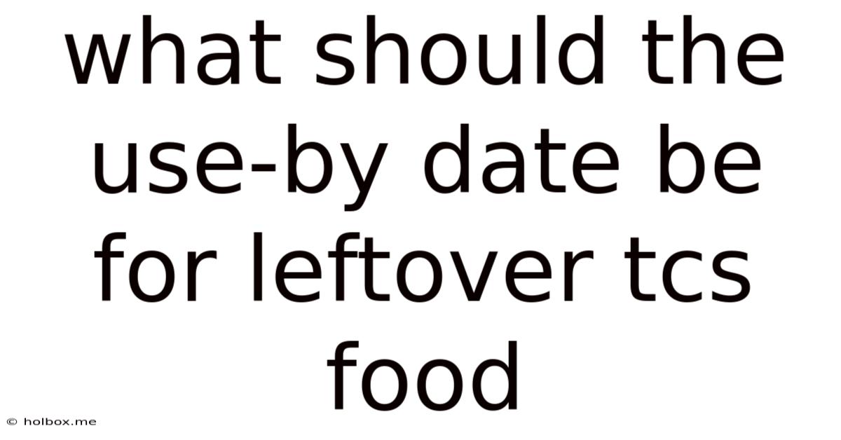 What Should The Use-by Date Be For Leftover Tcs Food
