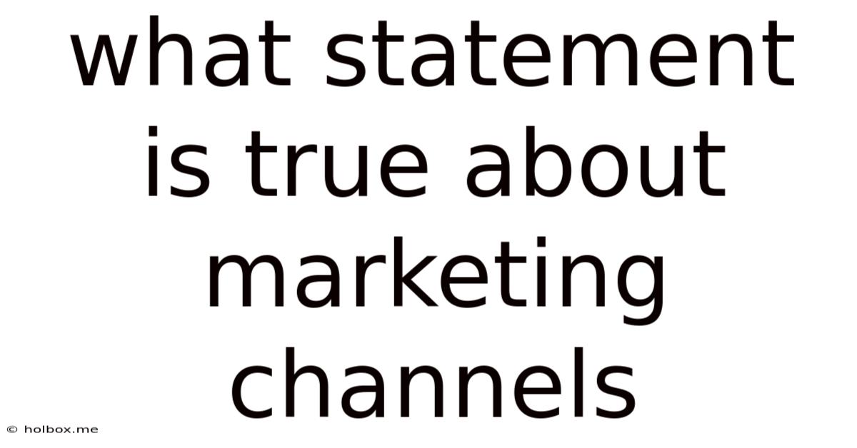 What Statement Is True About Marketing Channels