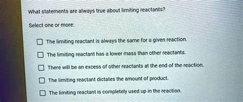 What Statements Are Always True About Limiting Reactants