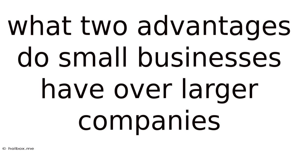 What Two Advantages Do Small Businesses Have Over Larger Companies