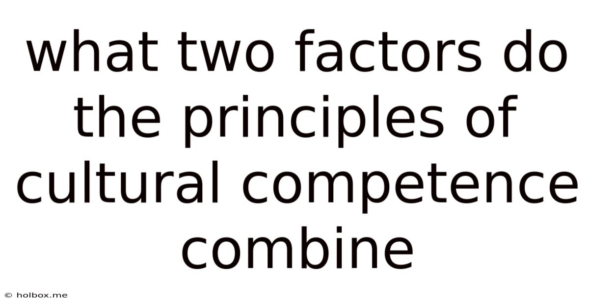 What Two Factors Do The Principles Of Cultural Competence Combine