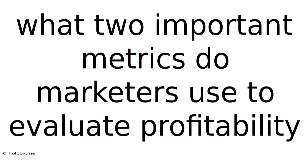 What Two Important Metrics Do Marketers Use To Evaluate Profitability