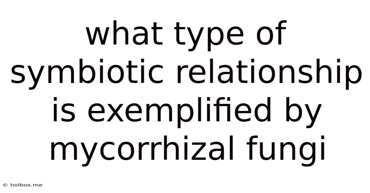 What Type Of Symbiotic Relationship Is Exemplified By Mycorrhizal Fungi