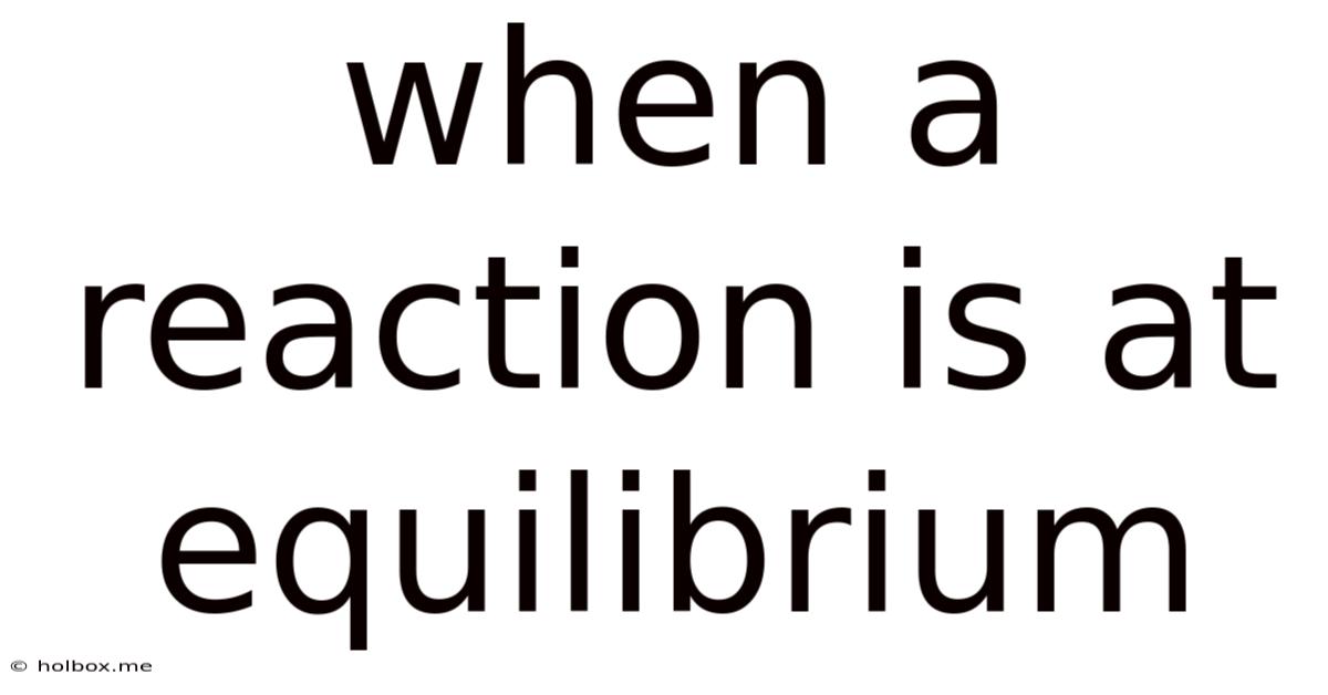 When A Reaction Is At Equilibrium